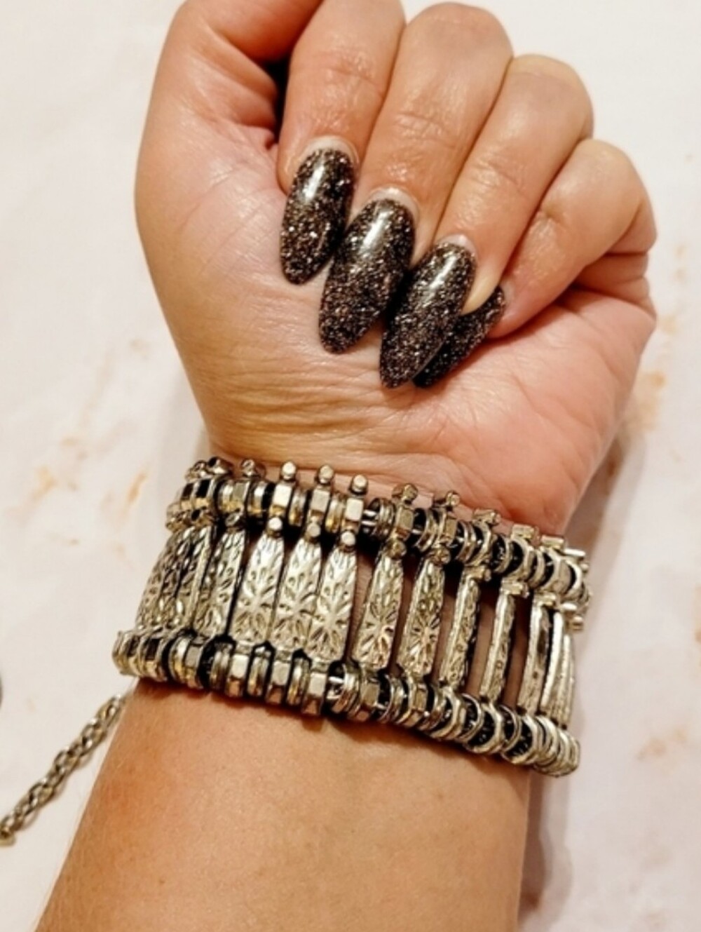 Artisan Boho Mayan Silver Link Bracelet With Coin Extender